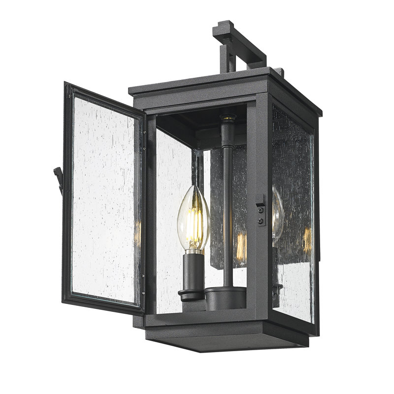 Applique murale d'extérieur noir sable Kasey, Deux lumières, H 13,75 po x l 6 po x P 7,5 po