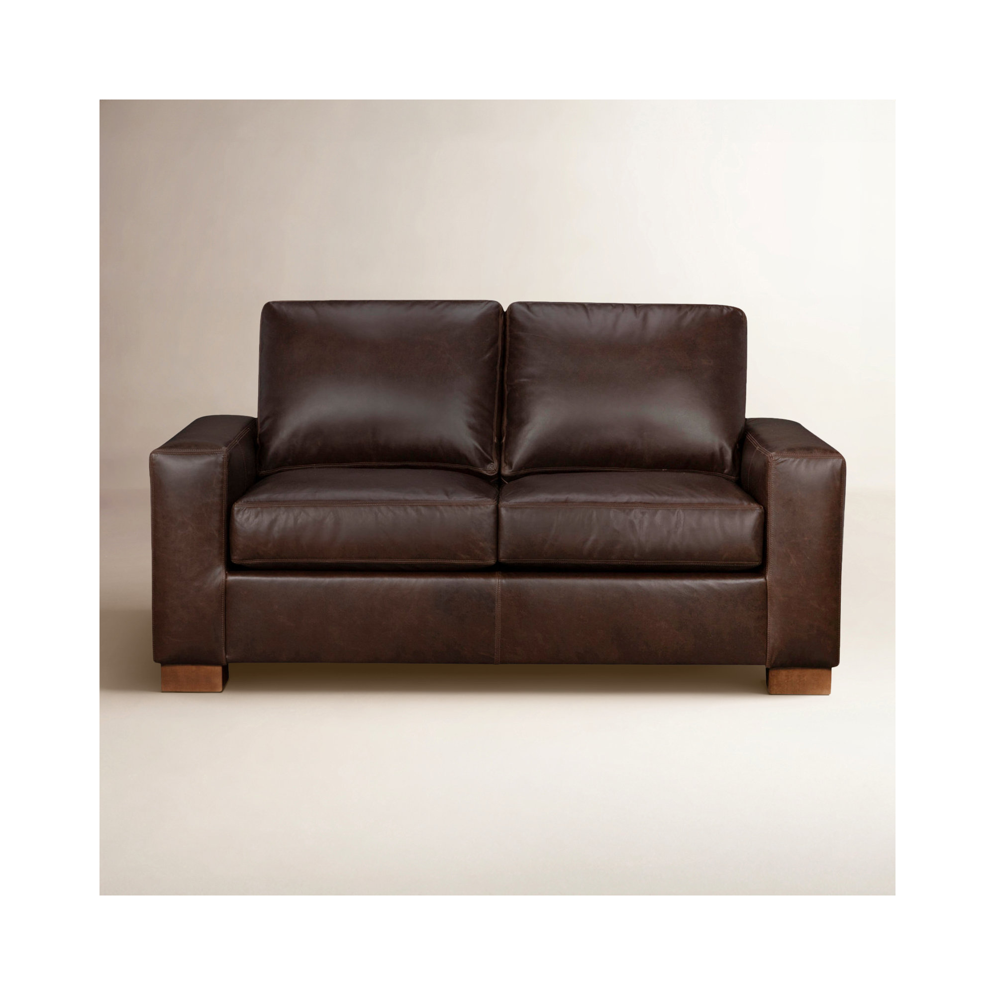  Jonie 66" Genuine Leather Loveseat, Bistro Rustic Genuine Leather