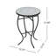 Table d'appoint d'extérieur ronde en mosaïque avec pieds incurvés en fer, gris et noir
