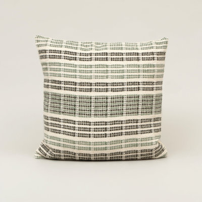 Coussin décoratif en coton à motif géométrique vert moderne, rembourrage en polyester, 45,7 x 45,7 cm