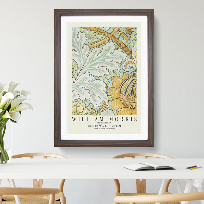 St. James Pattern with Border by William Morris - Picture Frame Graphic Art, 65cm H x 48cm W x 2cm D, Walnut
