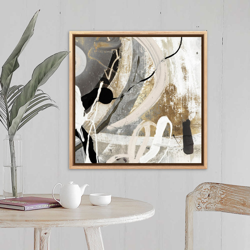 Tangled III - peinture sur toile, Toile avec cadre flottant, H 25,25 po x l 25,25 po, Naturel