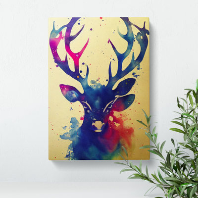 Splashed Stag No.3 - Wrapped Canvas
