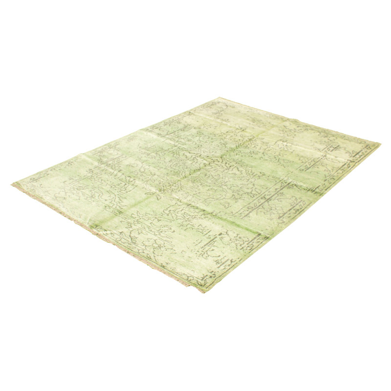 Tapis à la main one-of-kind-noué la 2010 de couleur vert surteintes 7 pi 4 po x 10 pi surface de viscose Antigua