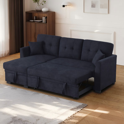Canapé-lit modulaire en L de 81,5 po avec méridienne et rangement et canapé-lit en velours réversible