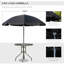Ensemble de salle à manger de patio 6 pièces pour 4 personnes avec parasol, table d'extérieur et 4 chaises pliantes et table ronde en verre Outsunny pour le jardin, la cour et la piscine, noir