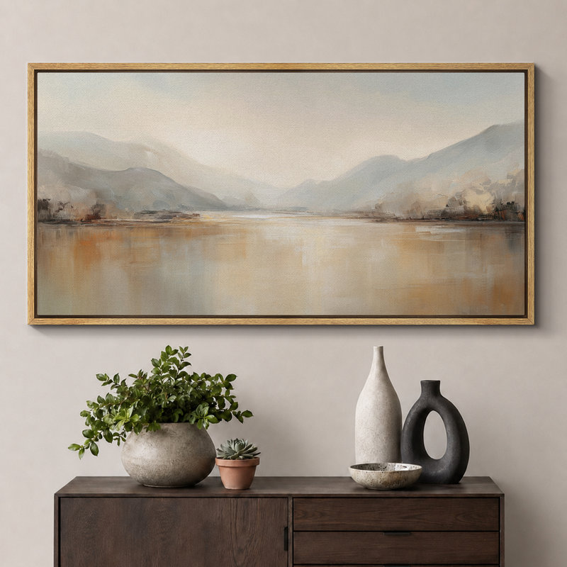 Grande impression sur toile encadrée, impression de paysage abstrait pour la décoration intérieure moderne, Naturel