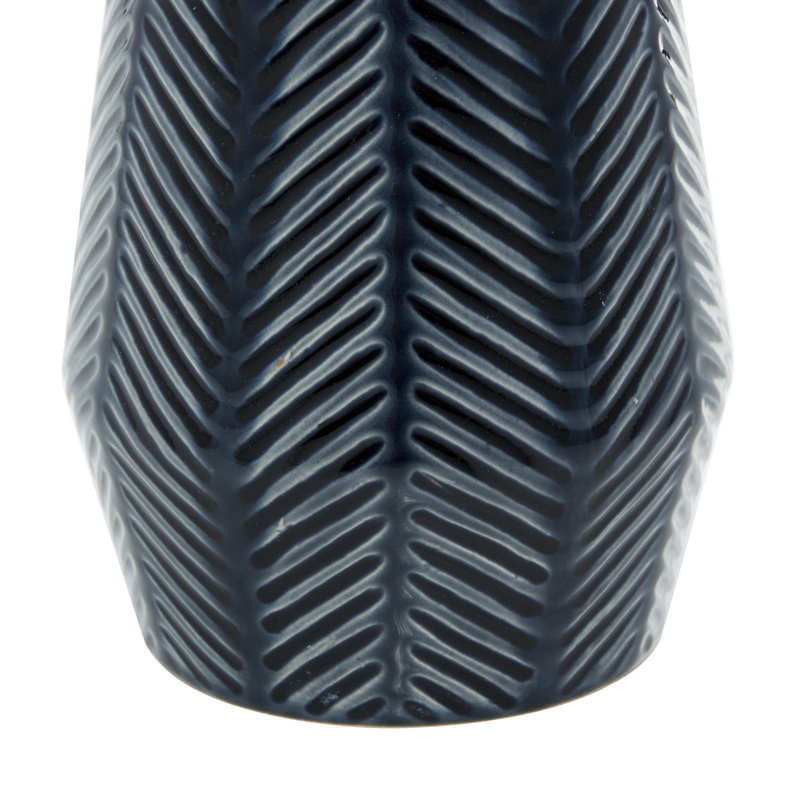 Dark Blue Chevron Ceramic Table Vase Set, 2-Piece