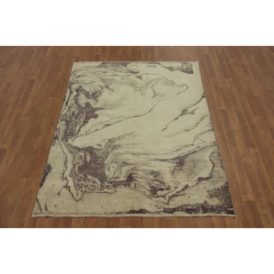 Earth Tone Wool Modern Vegetable Dye Rug 5x6