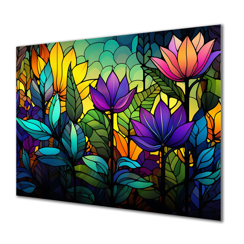 Colorful Jungle Tropical Plams Mosaic - Jungle Metal Wall Art, 12" H x 20" W x 1" D