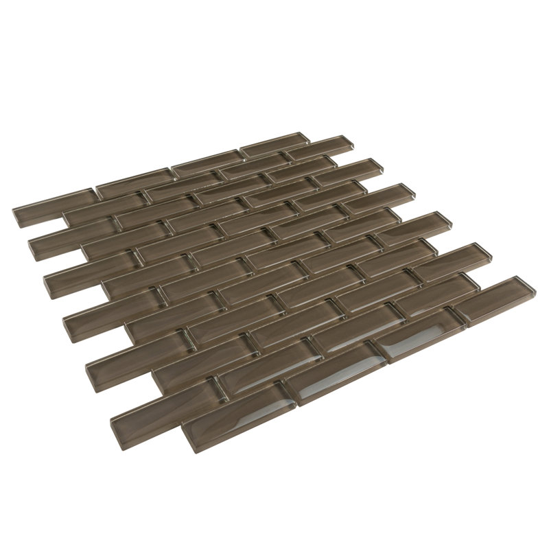 1" x 3" Glass Brick Joint Mosaic Wall & Floor Tile, Ash Gray