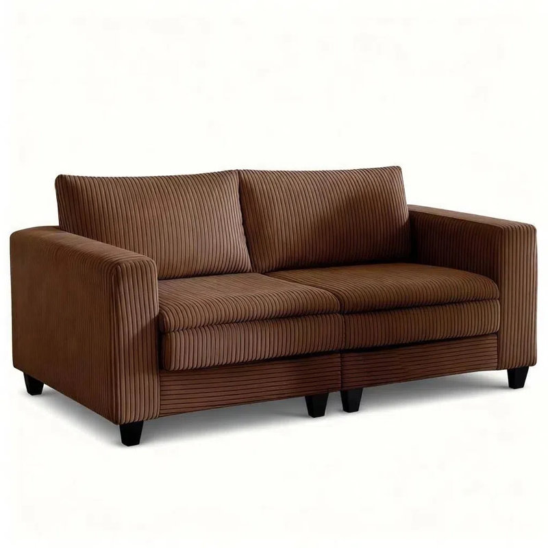 76.6" Corduroy Loveseat Cloud Sofa With Plush For Living Room, Brown