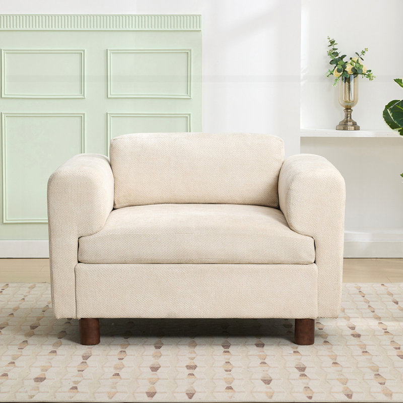 Fauteuil d'appoint moderne surdimensionné et confortable, Beige