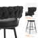 Barstools Counter Height Set of 6, 360°Swivel Bar Stools 26" Stool Chair Suede Fabric Modern Woven Design Bar Chairs with Back and Footrest for Kithcen Cafe Pub