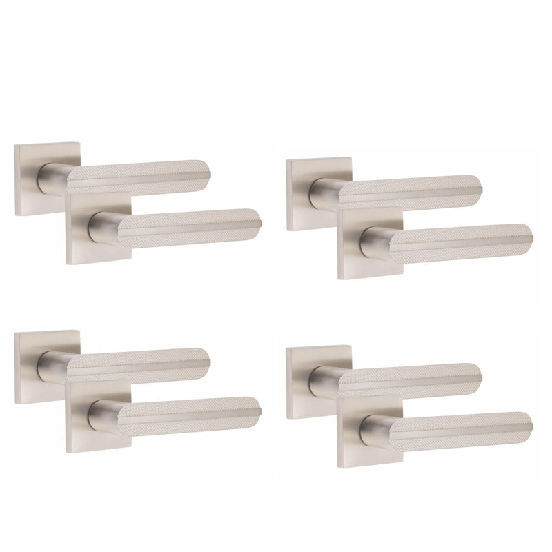  4 Pairs Modern Lima Design Premium Door Handles on Square Rose, Does Not Apply