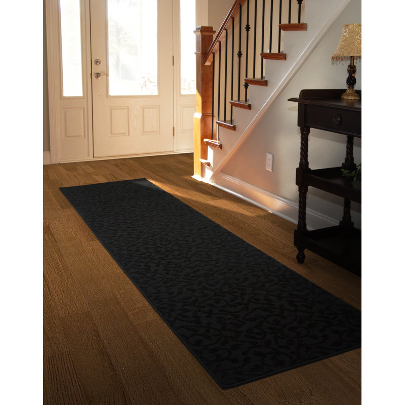 Tapis touffeté noir Edith, Tapis de couloir 2 pi x 8 pi