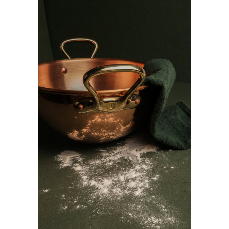 Mauviel 1830 M'PASSION Egg White Beating Bowl With Brass Handles, 4.9-Qt