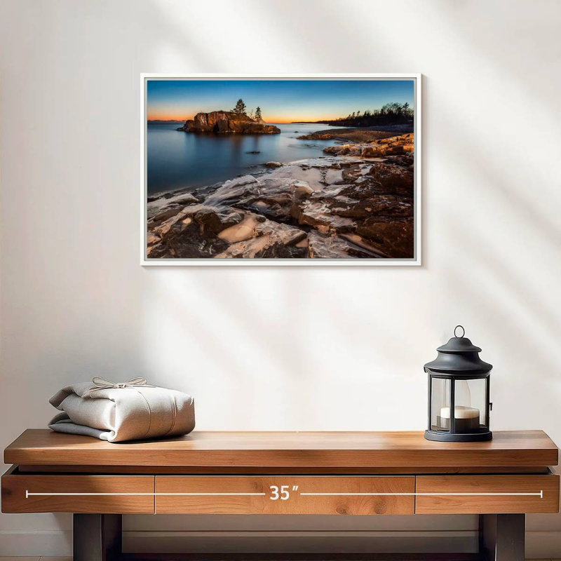 Lac Supérieur au crépuscule, Cadre flottant blanc, 19 po x 13 po