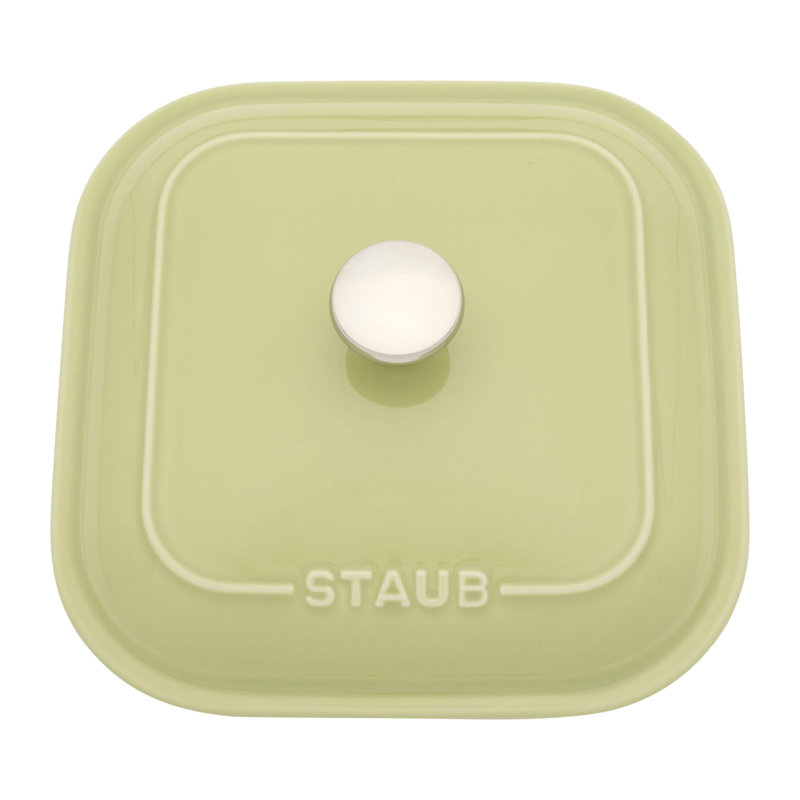 Staub Ceramic 4-Pc Baking Pans Set, Casserole Dish With Lid, Brownie Pan, Citron, Light Green