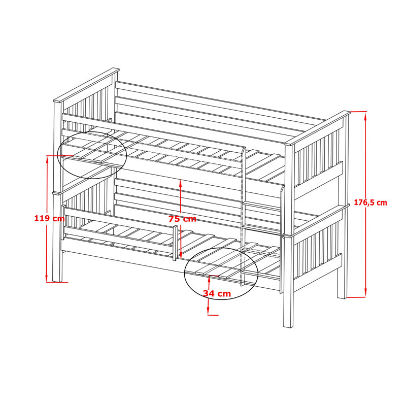 Virgil Bunk Bed with Storage Included with Built-in Ladder Included, White