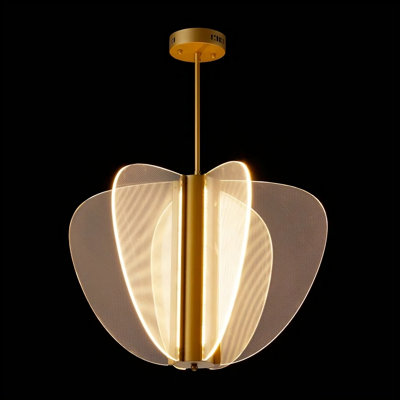 Nyra Modern LED Chandelier Plated Brass Drop Ceiling Light for Living Room, Dining Room, and Foyer