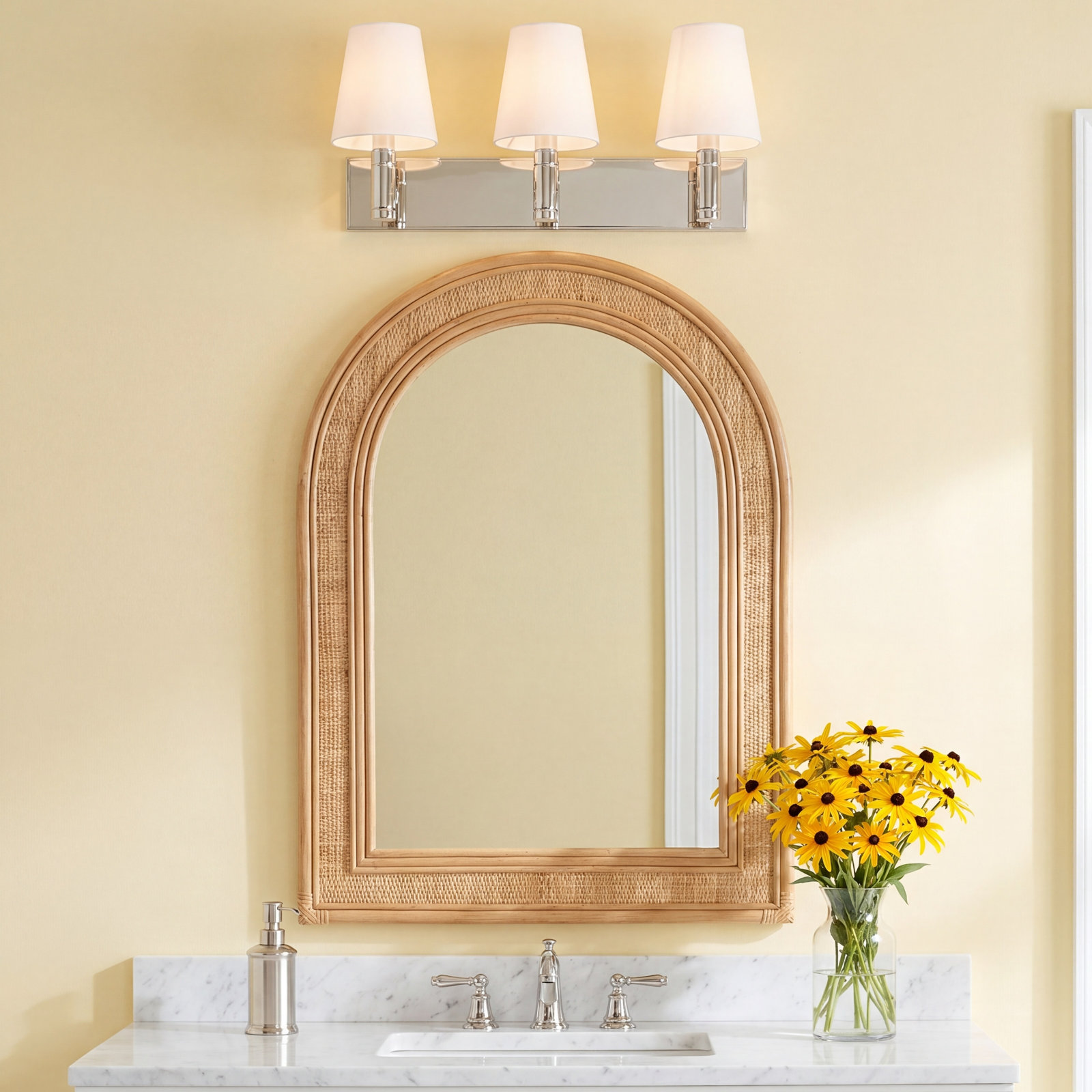 3 Light Dimmable Vanity Light, Polished Nickel