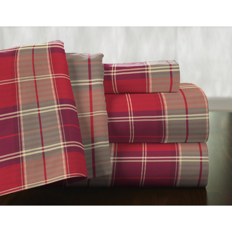 Twin Piedmont Plaid Cotton Flannel Reversible Sham Set