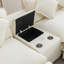 Canapé modulaire en chenille de 111 po avec deux repose-pieds amovibles, deux ports USB, deux porte-gobelets et une grande boîte de rangement pour le salon, beige-1974045919