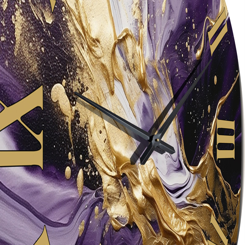 Horloge murale mauve et or liquide Magic III, Moyenne
