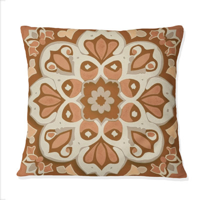 Moroccan Tiles In Earth Tones II - Coussin décoratif à imprimé abstrait