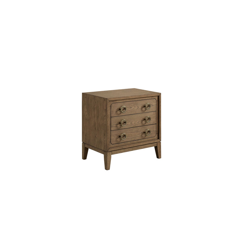 Table de chevet 3 tiroirs avec finition latte - Placages, conception moderne, dessus doublé en feutre, poids inférieur de 77,74 lb, largeur des tiroirs de 25,76 po, profondeur de 16,76 po, poids