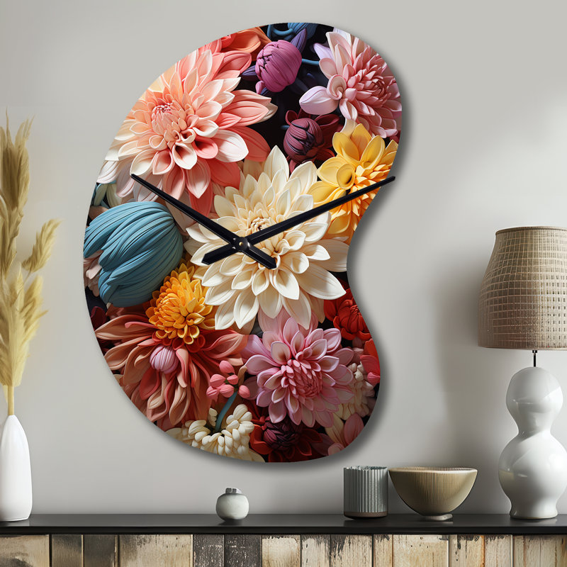 Mums Autumn Hues Showcases II - Horloge murale en forme irrégulière de Mums, Petit