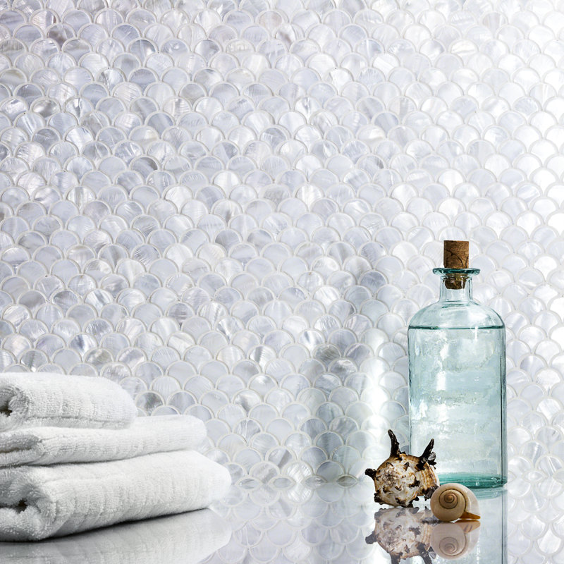 Pacif 0.39" x 0.79" Seashell Fish Scale Mosaic Wall