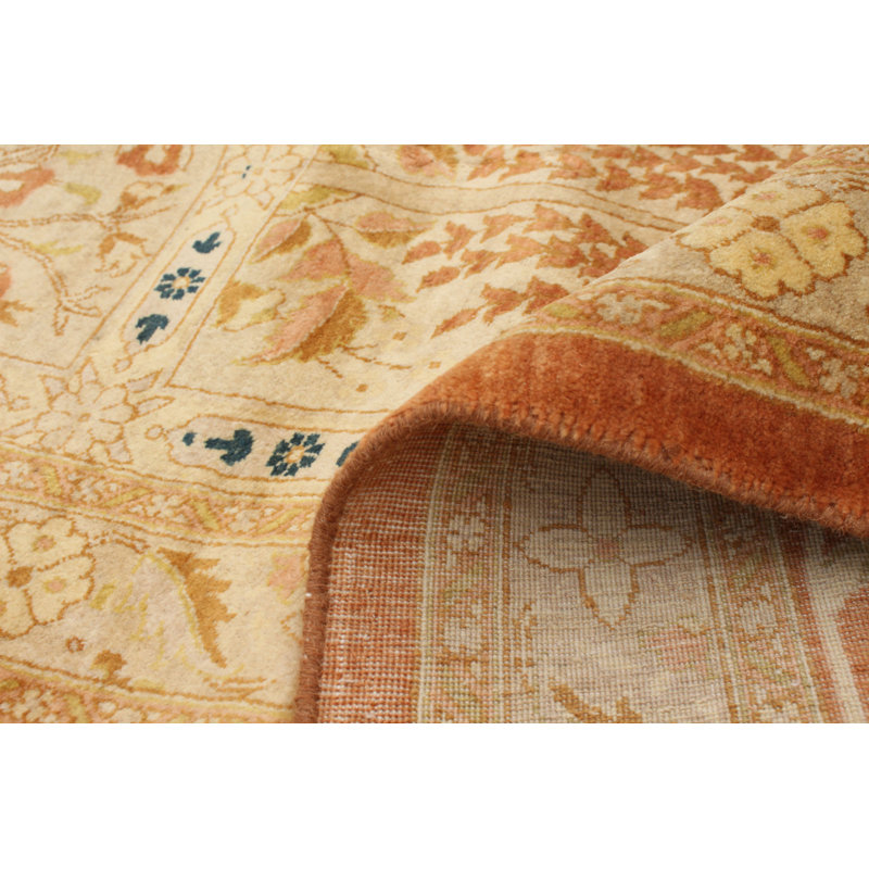 Tapis unique en laine noué à la main style nouvel âge Ushak ivoire 10 pi x 14 pi