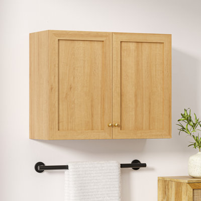 Farmhouse Wood Wall Cabinet, Storage Cabinet With Doors And Adjustable Shelf