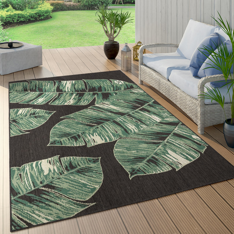 Mousoulita Floral Indoor / Outdoor Rug, Rectangle 4'7" x 6'7"