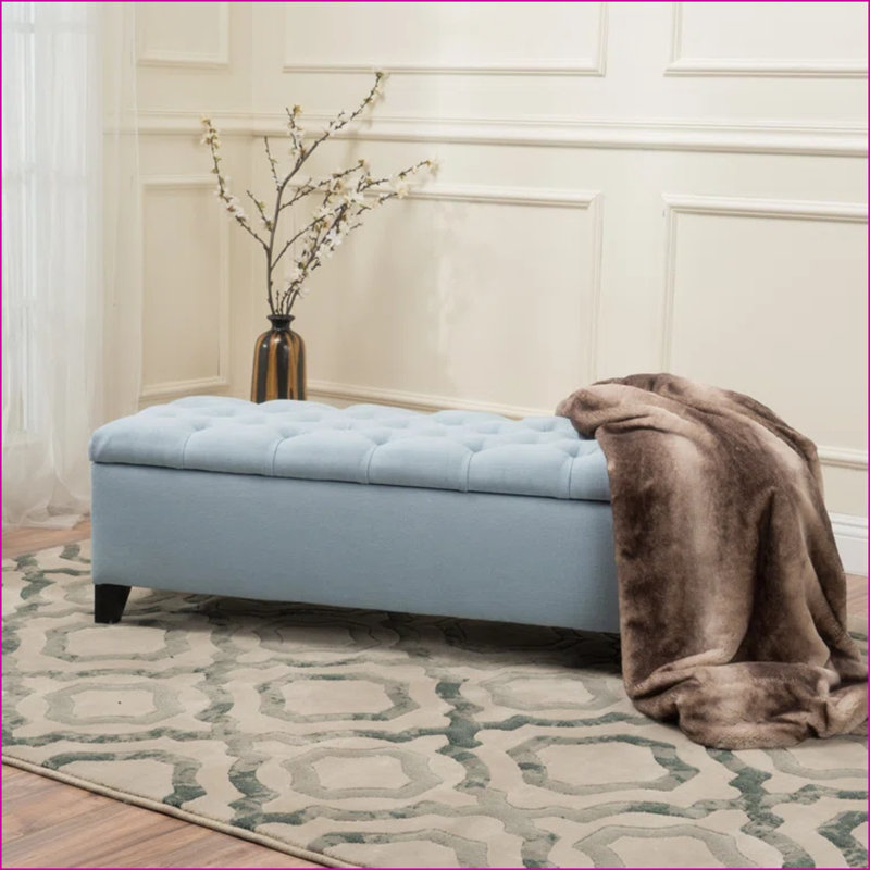 Repose-pieds avec rangement, banc contemporain de 51 po de large pour le salon, la chambre à coucher et le vestibule | Noir | Bois