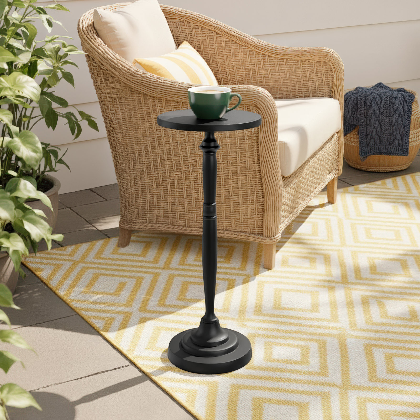 Austie 10" Patio Side Table, Black