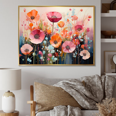 Acrylique multicolore «Peach Green Cactus Représentation VI», reproduction sur toile