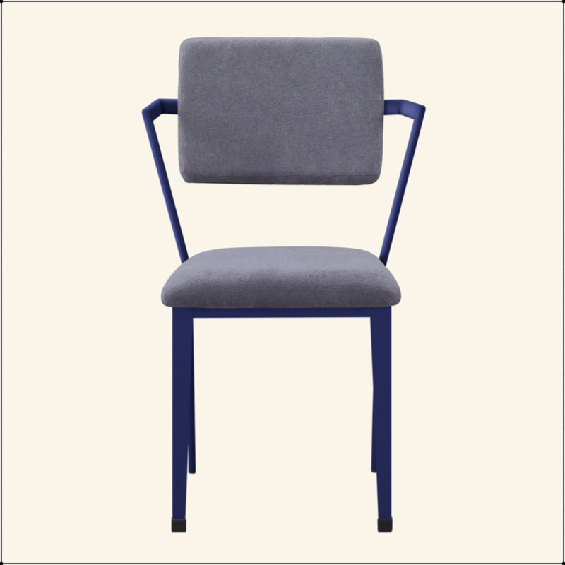 Chaise de bureau rembourrée grise et bleue, Bleu