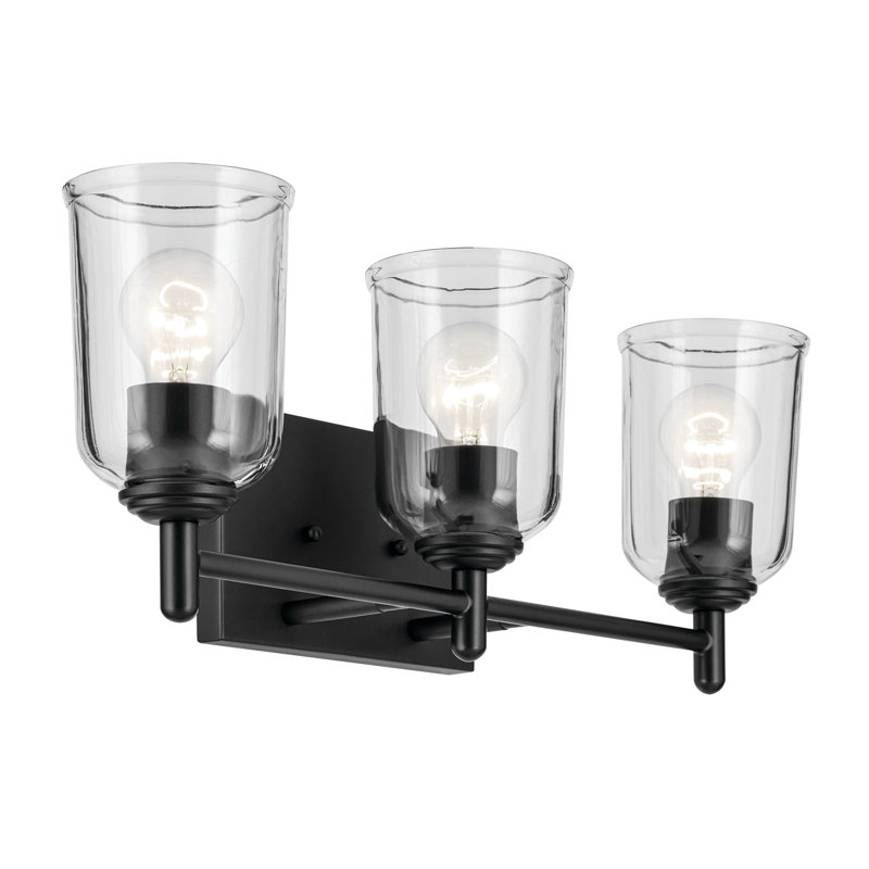 21" 3-Light Vanity Light with Clear Glass, Satin Black