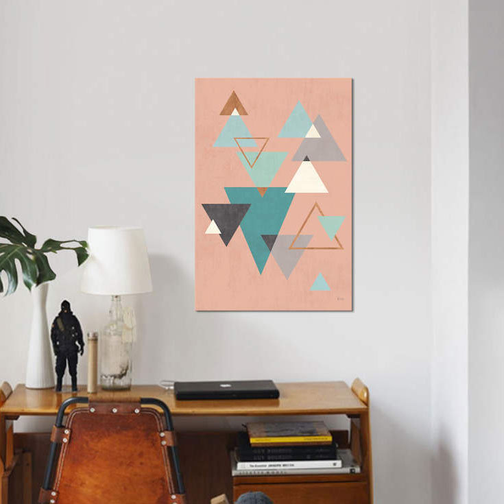 « abstract geo ii rose », impression sur toile, H 12 po x l 8 po x P 0,75 po, Toile tendue, Pas de tapis