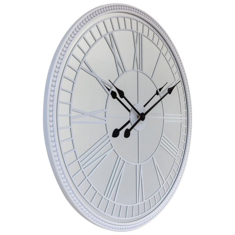 Cleopatra 22" Mirror Wall Clock, White