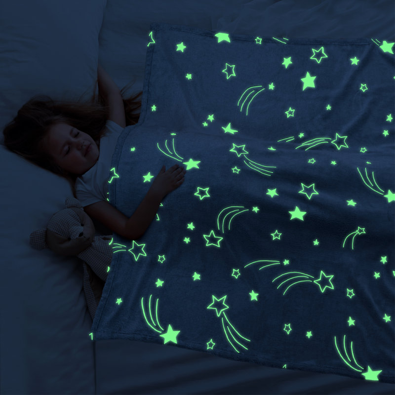 Glow in the Dark Shooting Star Fleece Blanket for Kids