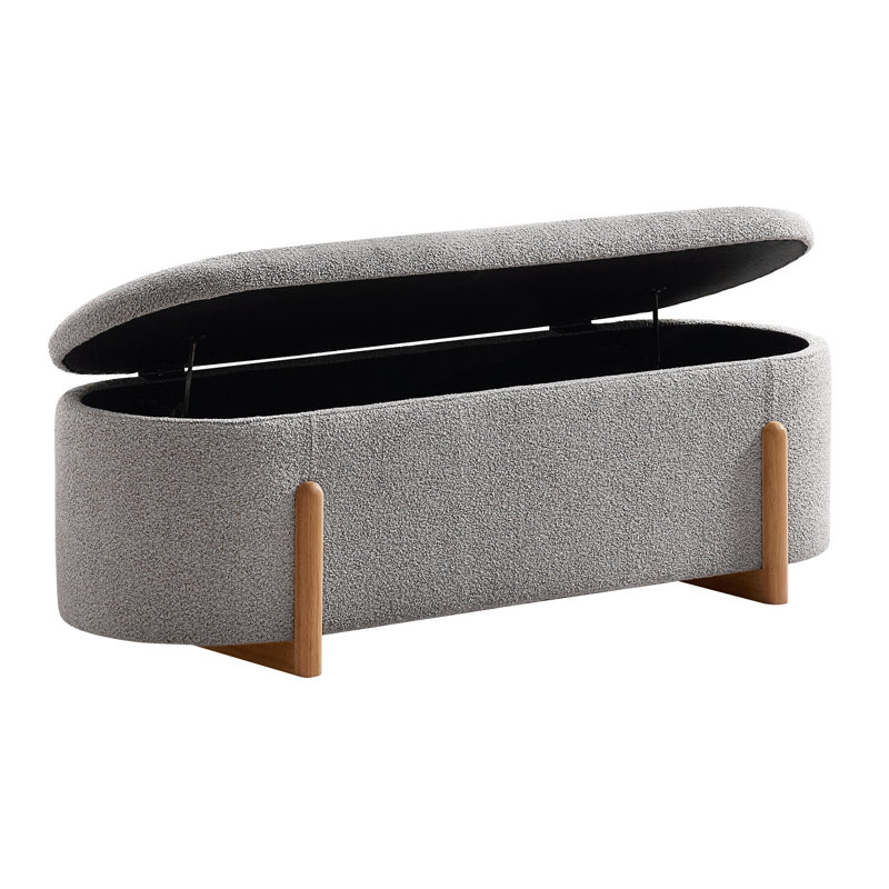 Banc de rangement rembourré 51,2 po, Gris clair