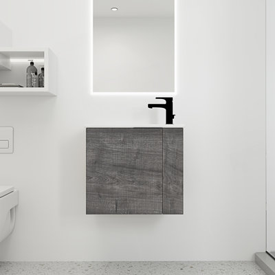 Meuble-lavabo flottant avec porte à fermeture en douceur