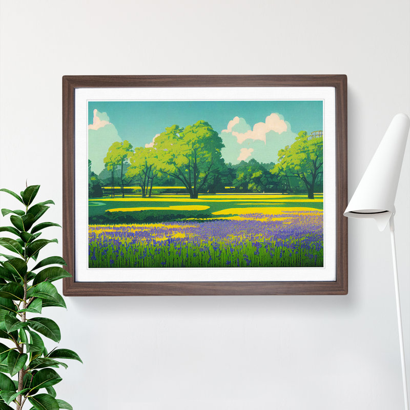 Miraculous Bluebell Field - Framed Print, 46cm H x 64cm W x 2cm D, Walnut