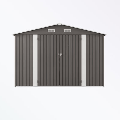 Metal Garden Shed with Double Door and Two Windows