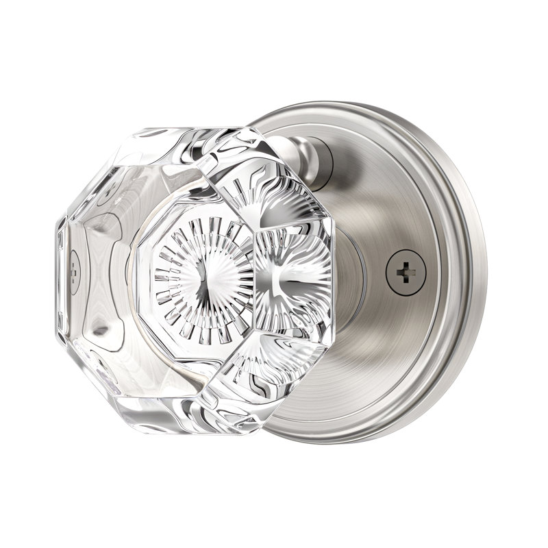 Boutons de porte d'intimité en cristal Coolnews Modern Grace Series, Nickel satiné