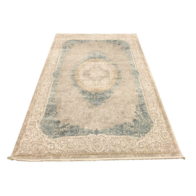 5x8 Blue and Gold Turkish Antep Rug